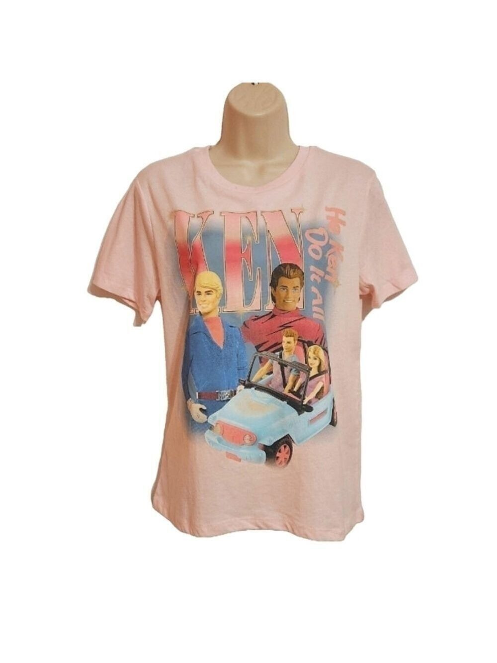 Love Tribe Barbie Ken Graphic Tee Pink Blue Crew Neck Small